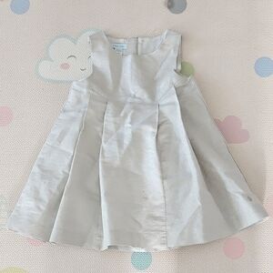 Obaibi Silver Linen Cotton Blend Toddler Dress